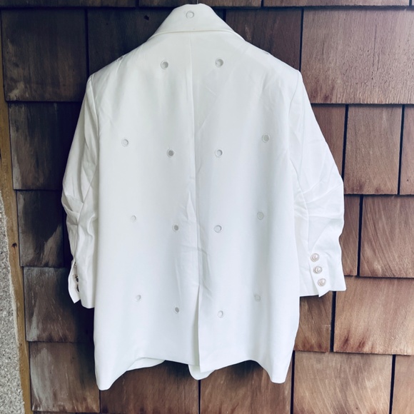 Adore White Embroidery Eyelet Lined Blazer 3/4 Sleeve One-Button Fastening XL - Picture 11 of 14